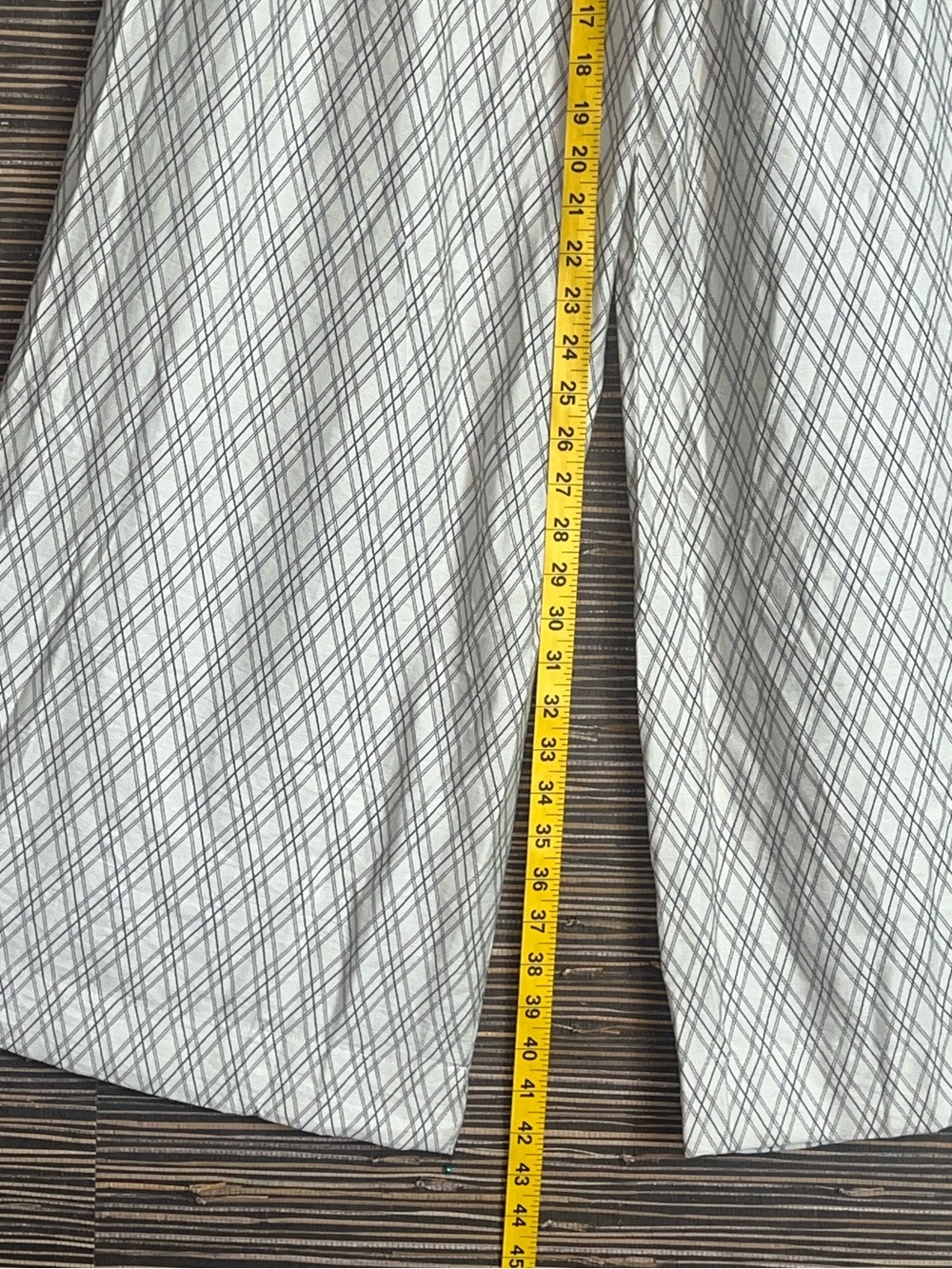NWT Peach Wide Leg Palazzo Pants Plaid Boho Flowy Small Ivory/Dark Gray - Picture 12 of 16